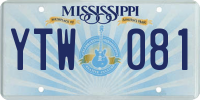 MS license plate YTW081