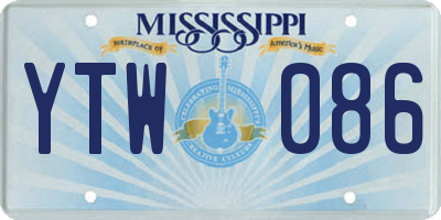 MS license plate YTW086