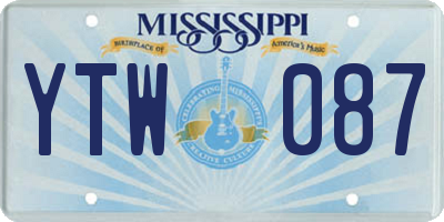 MS license plate YTW087