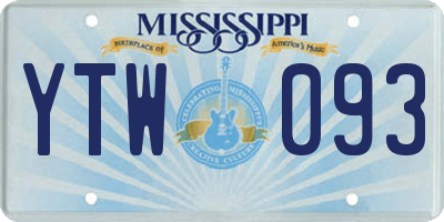MS license plate YTW093