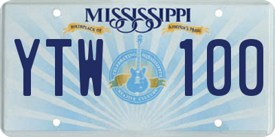 MS license plate YTW100