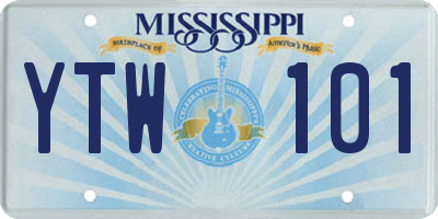 MS license plate YTW101