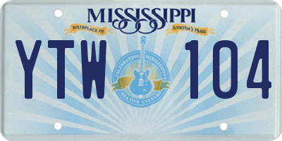 MS license plate YTW104