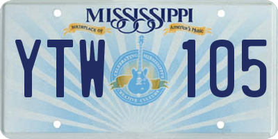 MS license plate YTW105