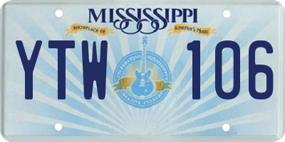 MS license plate YTW106
