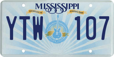 MS license plate YTW107