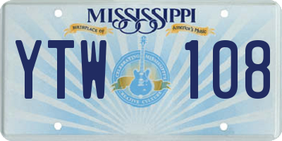 MS license plate YTW108