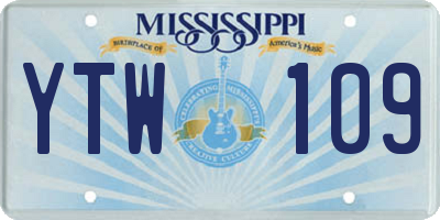 MS license plate YTW109