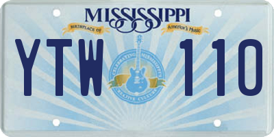 MS license plate YTW110