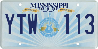 MS license plate YTW113