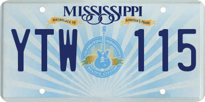 MS license plate YTW115