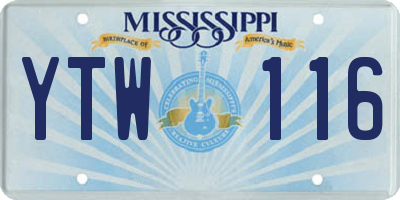 MS license plate YTW116