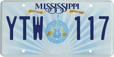 MS license plate YTW117