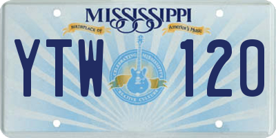 MS license plate YTW120