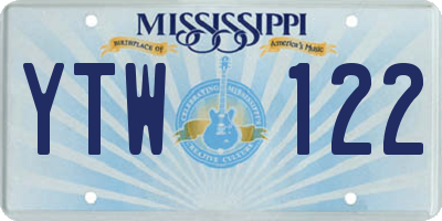 MS license plate YTW122