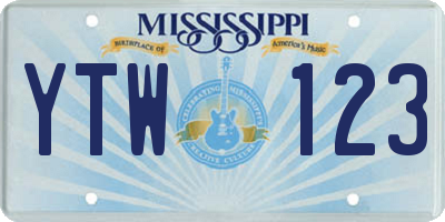 MS license plate YTW123