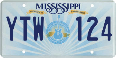 MS license plate YTW124