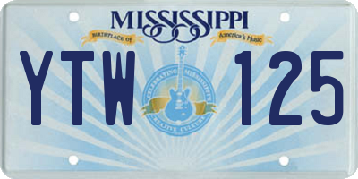 MS license plate YTW125