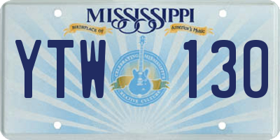 MS license plate YTW130