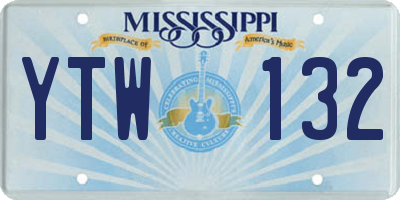 MS license plate YTW132