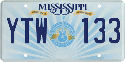 MS license plate YTW133