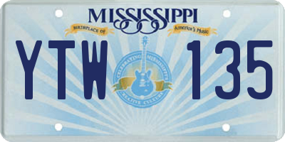 MS license plate YTW135