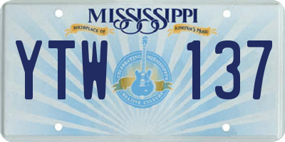MS license plate YTW137