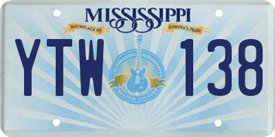 MS license plate YTW138