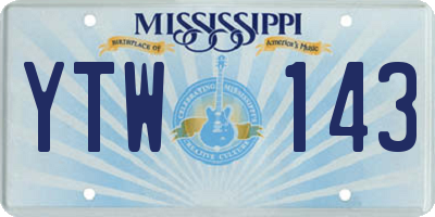 MS license plate YTW143