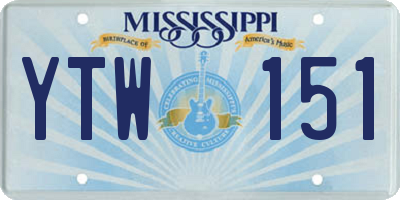 MS license plate YTW151