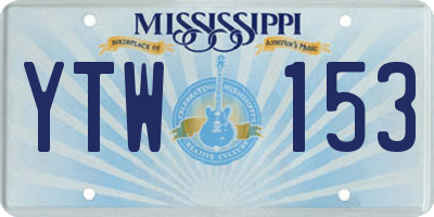 MS license plate YTW153