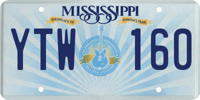 MS license plate YTW160