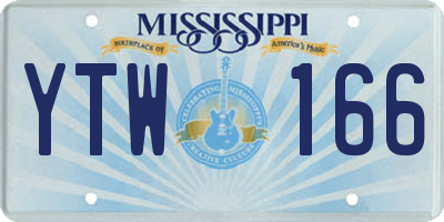 MS license plate YTW166