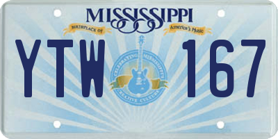 MS license plate YTW167