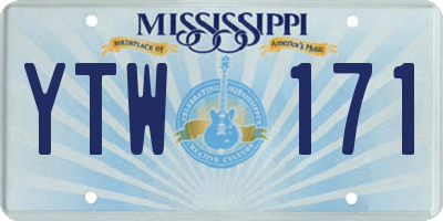 MS license plate YTW171