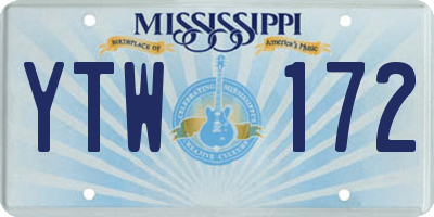 MS license plate YTW172