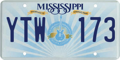 MS license plate YTW173