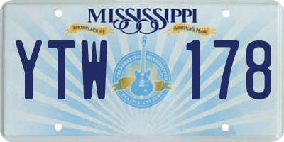 MS license plate YTW178