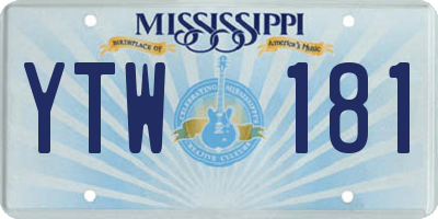 MS license plate YTW181