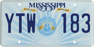 MS license plate YTW183