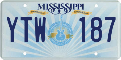 MS license plate YTW187