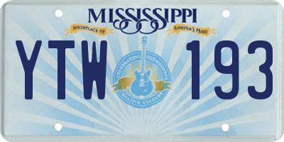 MS license plate YTW193