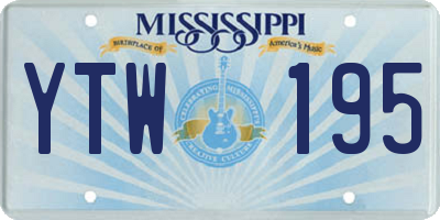 MS license plate YTW195