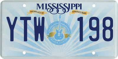 MS license plate YTW198