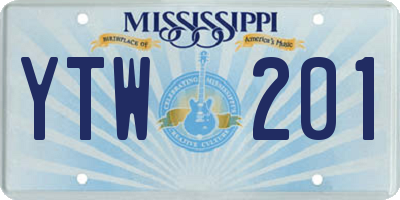 MS license plate YTW201
