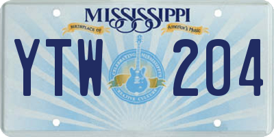 MS license plate YTW204