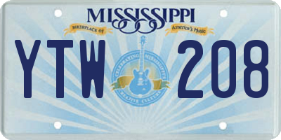MS license plate YTW208