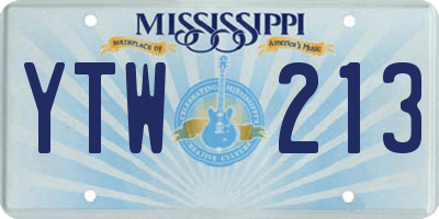 MS license plate YTW213