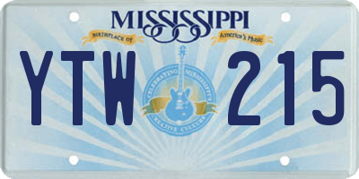 MS license plate YTW215