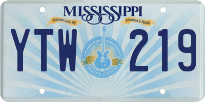 MS license plate YTW219